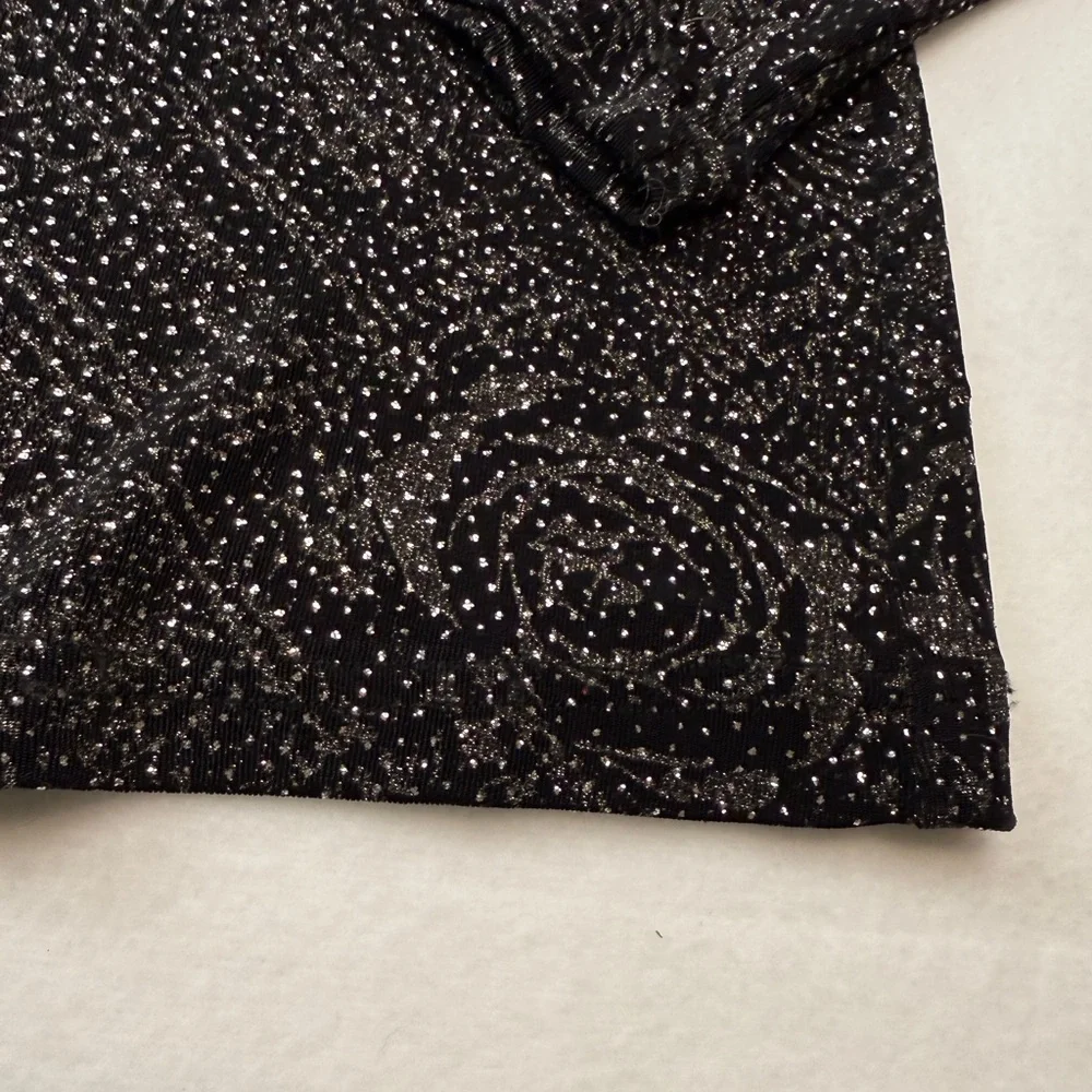 R&M Richards Black Blazer with Textured Floral Design